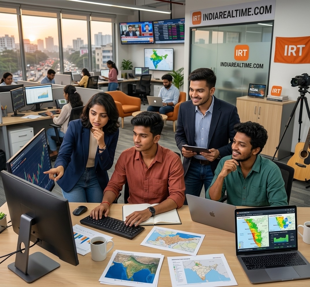 The IndiaRealTime team at work in the Bengaluru office